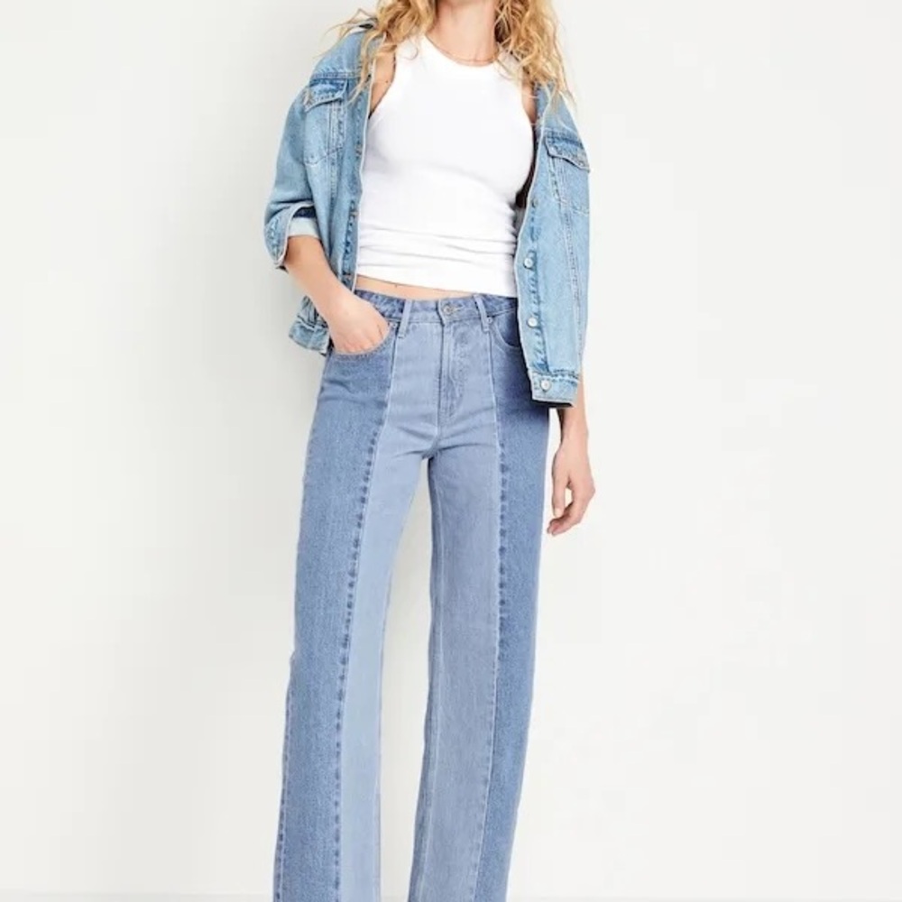 Old Navy Two-Tone Light Blue Wide Leg Jeans